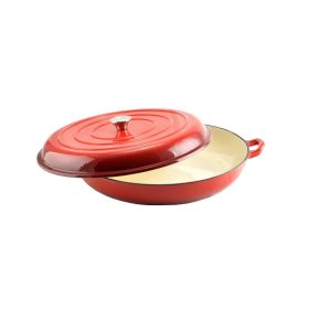 Zománcozott öntöttvas szeletsütő fedővel 40cm piros