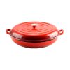 Zománcozott öntöttvas szeletsütő fedővel 40cm piros