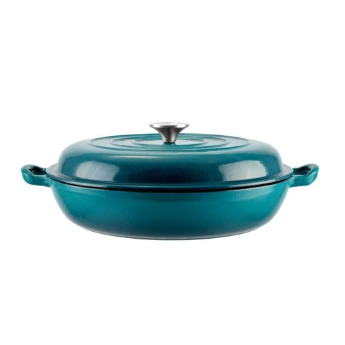 HEB Türkiz Szeletsütő fedővel 30cm, 30*6cm, 2,7L, zománcozott öntöttvas