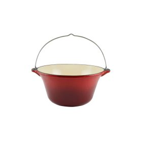 Zománcozott bogrács 22L, piros öntöttvas
