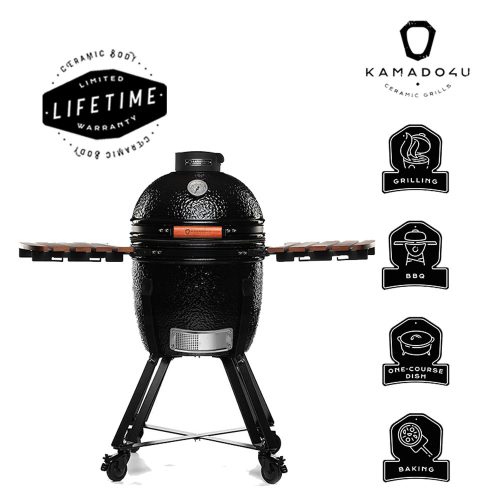 Kamado4u Family D38 kerámia grill fekete állványos Classic