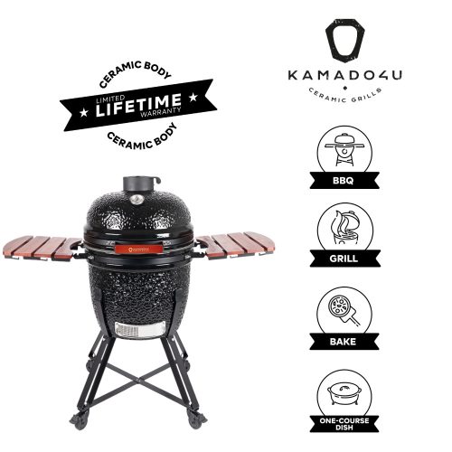 Kamado4u NEO CLASSIC D47 Meater kerámia grill fekete állványos
