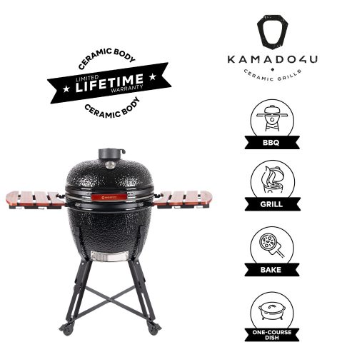 Kamado4u EVO Greater D52 kerámia grill fekete állványos + Ajándék Toro faszén! :-)