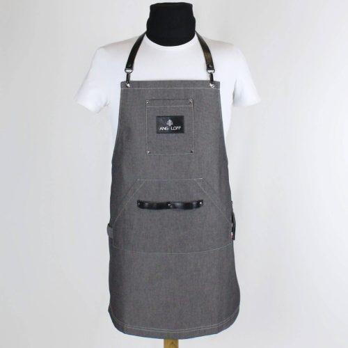 BBQ kötény konyhába vagy grillsütőbe, szürke farmer