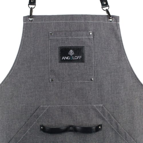 BBQ kötény konyhába vagy grillsütőbe, szürke farmer