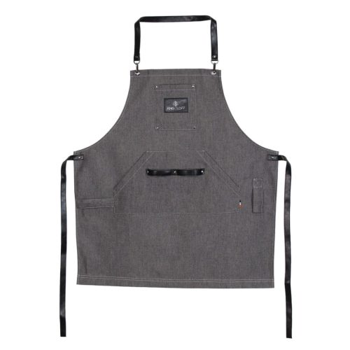 BBQ kötény konyhába vagy grillsütőbe, szürke farmer