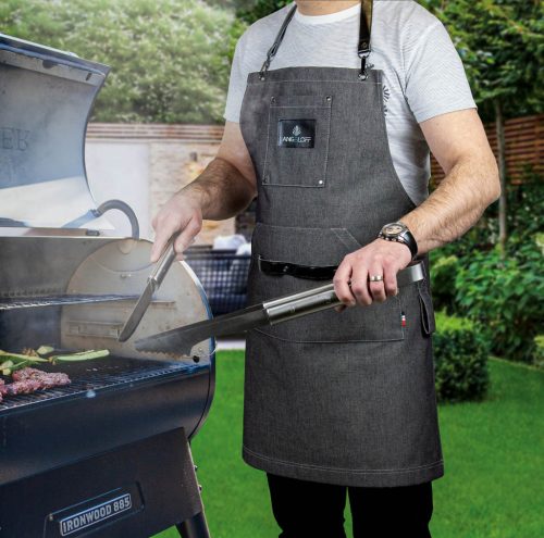 BBQ kötény konyhába vagy grillsütőbe, szürke farmer